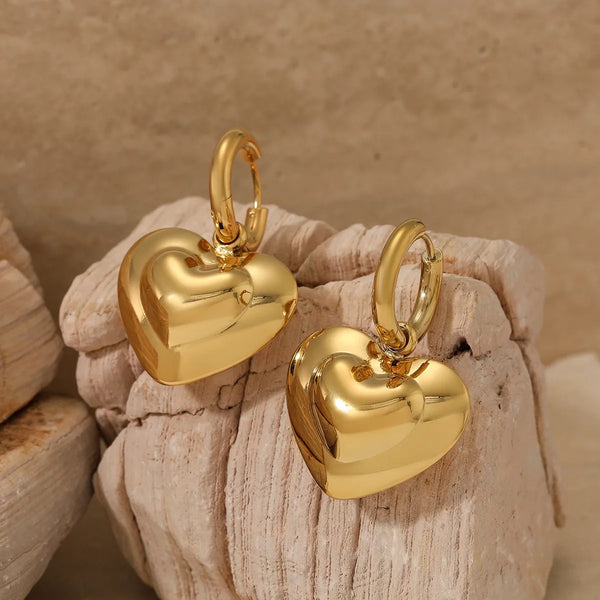 Gold-Plated Chunky Heart Hoop Earrings | Statement Jewelry for Women | Bold & Contemporary Design