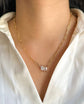 18K Gold-Plated Paperclip Chain Necklace with Sparkling Cubic Zirconia Pendants