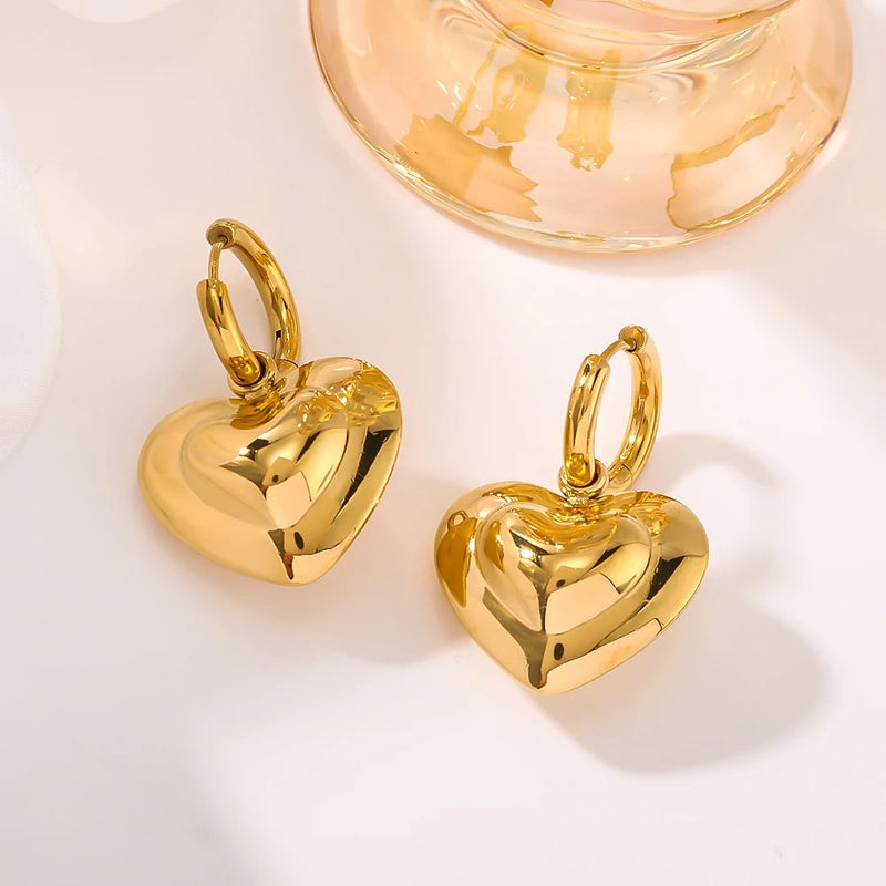 Gold-Plated Chunky Heart Hoop Earrings | Statement Jewelry for Women | Bold & Contemporary Design