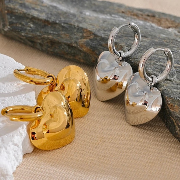 Gold-Plated Chunky Heart Hoop Earrings | Statement Jewelry for Women | Bold & Contemporary Design