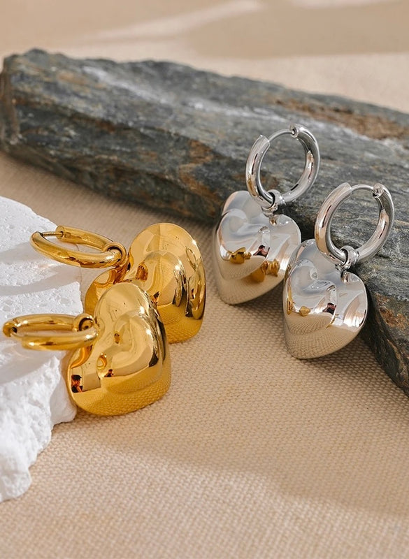 Gold-Plated Chunky Heart Hoop Earrings | Statement Jewelry for Women | Bold & Contemporary Design