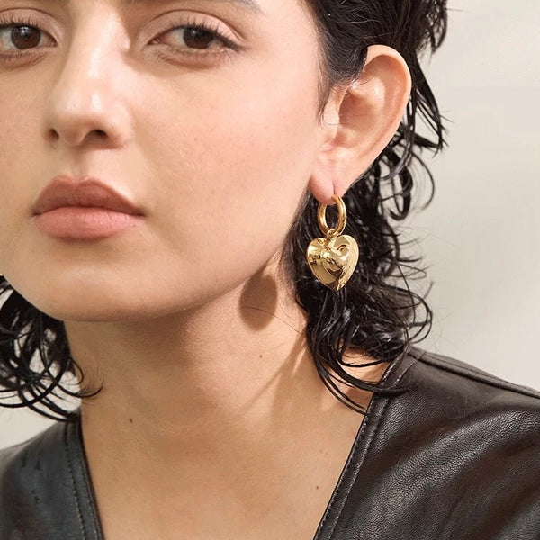 Gold-Plated Chunky Heart Hoop Earrings | Statement Jewelry for Women | Bold & Contemporary Design