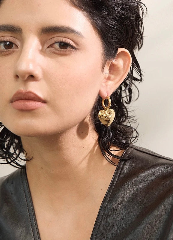 Gold-Plated Chunky Heart Hoop Earrings | Statement Jewelry for Women | Bold & Contemporary Design