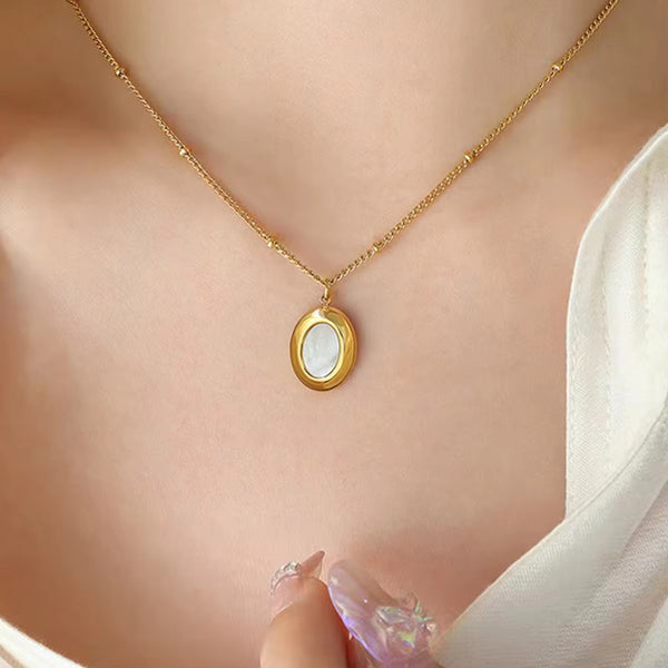 Elegant Gold-Plated Pendant Necklace with Mother of Pearl | Perfect for Everyday & Special Occasions