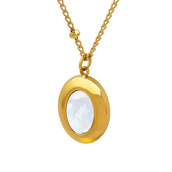 Elegant Gold-Plated Pendant Necklace with Mother of Pearl | Perfect for Everyday & Special Occasions