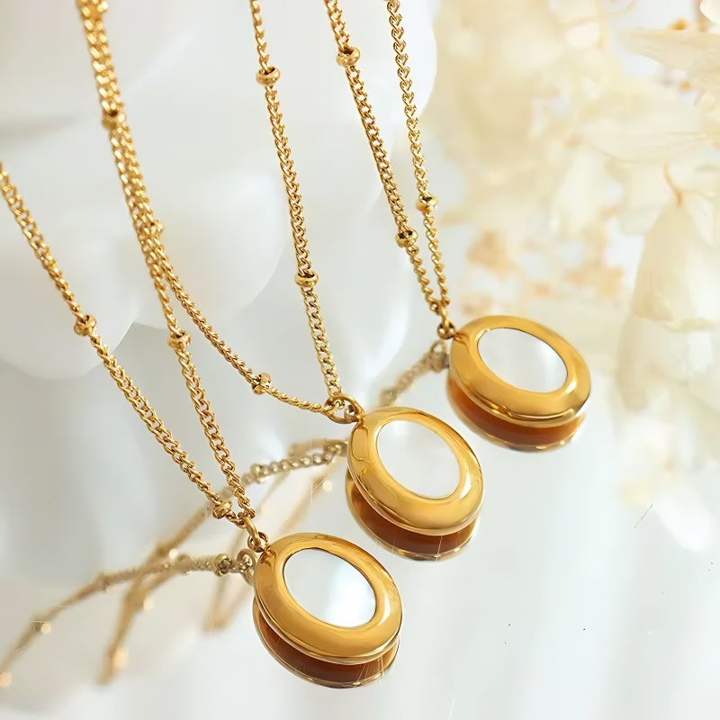 Elegant Gold-Plated Pendant Necklace with Mother of Pearl | Perfect for Everyday & Special Occasions