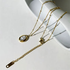 Elegant Gold-Plated Pendant Necklace with Mother of Pearl | Perfect for Everyday & Special Occasions